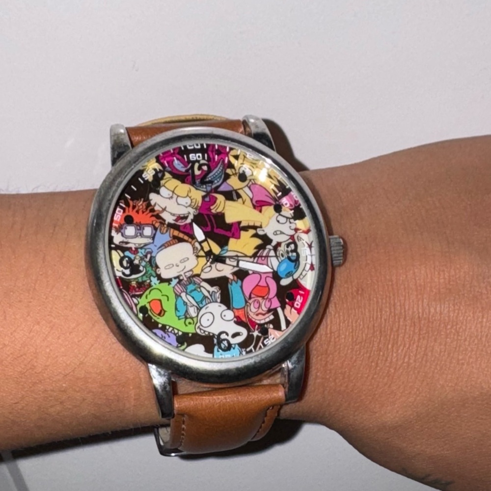 Vintage-Style Nickelodeon Cartoon Watch | Brown Leather Band